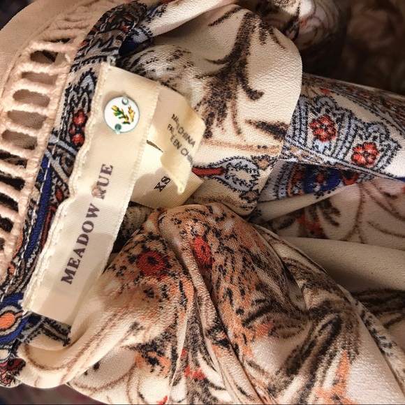 Anthropologie Meadow Rue Dandelion Brown Cream Paisley Top XS - Picture 13 of 13